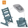 STOKKE® Mega Tripp Trapp® Set Hochstuhl Buche Fjord Blue Inkl. Newborn Set™ Grey Und Baby Set Fjord Blue